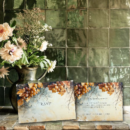 Tarjeta De Confirmación De Asistencia  Boda elegante de acuarela en viñedo de viñedo 