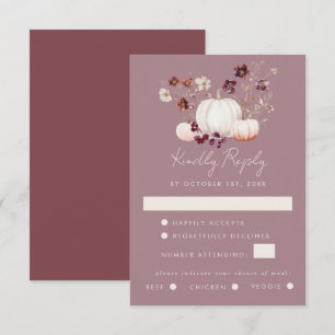 Tarjeta De Confirmación De Asistencia Boda elegante de calabaza floral de otoño