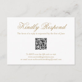 Tarjeta De Confirmación De Asistencia Boda elegante de código QR formal de oro tradicion