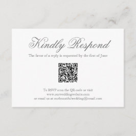 Tarjeta De Confirmación De Asistencia Boda elegante de código QR formal gris tradicional