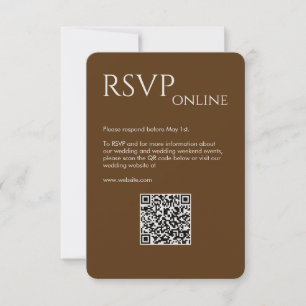 Tarjeta De Confirmación De Asistencia Boda elegante de estilo moderno de Walnut Brown