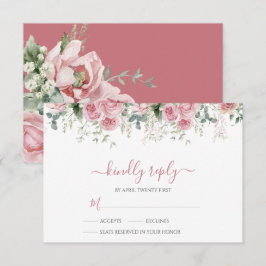 Tarjeta De Confirmación De Asistencia Boda Elegante de Eucalipto Verde Dorado