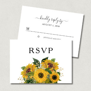 Tarjeta De Confirmación De Asistencia Boda elegante de flores de girasol