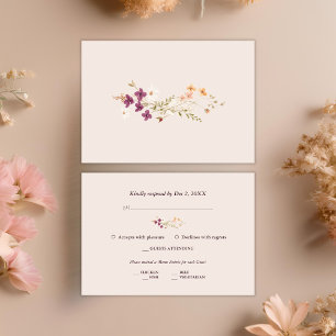 Tarjeta De Confirmación De Asistencia Boda Elegante de Flores Silvestres de Otoño Boho