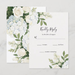 Tarjeta De Confirmación De Asistencia Boda elegante de Hidrangea Blanca Rosa