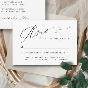 Tarjeta De Confirmación De Asistencia Boda Elegante De La Comida De Guión