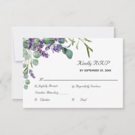 Tarjeta De Confirmación De Asistencia Boda elegante de lavanda y eucalipto 