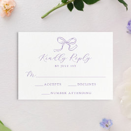 Tarjeta De Confirmación De Asistencia Boda elegante de Lavender Bow