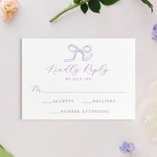 Tarjeta De Confirmación De Asistencia Boda elegante de Lavender Bow (Subido por el creador)