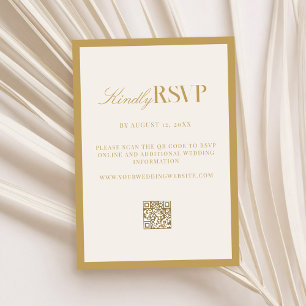 Tarjeta De Confirmación De Asistencia Boda elegante de marfil y oro