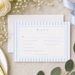 Tarjeta De Confirmación De Asistencia Boda elegante de raya azul clásica