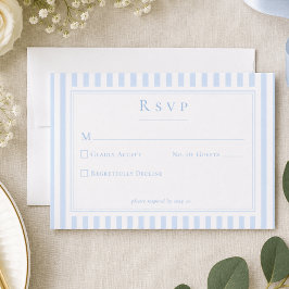 Tarjeta De Confirmación De Asistencia Boda elegante de raya azul clásica