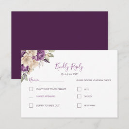 Tarjeta De Confirmación De Asistencia Boda elegante de rosa púrpura y marfil