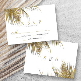 Tarjeta De Confirmación De Asistencia Boda elegante en la playa con palmeras tropicales