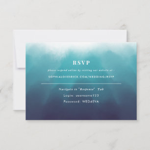 Tarjeta De Confirmación De Asistencia Boda elegante en línea de Ocean Blue con pintura R