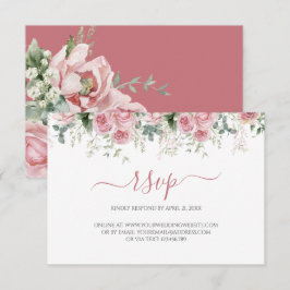 Tarjeta De Confirmación De Asistencia Boda Elegante Eucalipto Verde Dorado