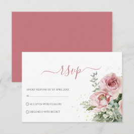 Tarjeta De Confirmación De Asistencia Boda Elegante Eucalipto Verde Dorado