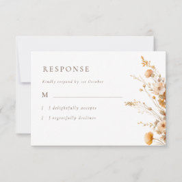 Tarjeta De Confirmación De Asistencia Boda Elegante Fall Wildflowers