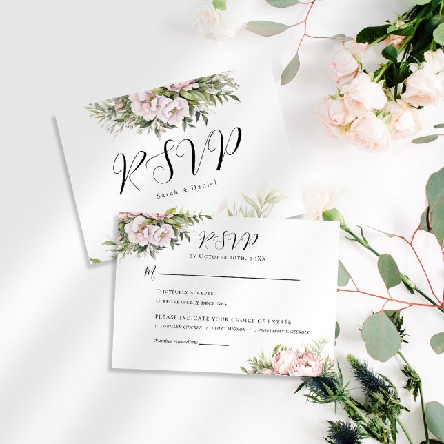 Tarjeta De Confirmación De Asistencia Boda Elegante Floral Rosa-Rosa (Subido por el creador)