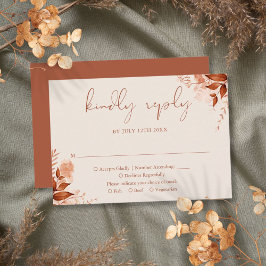 Tarjeta De Confirmación De Asistencia Boda elegante floral rústica otoño