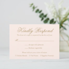 Tarjeta De Confirmación De Asistencia Boda elegante formal rosada tradicional de Rubor