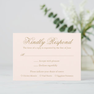 Tarjeta De Confirmación De Asistencia Boda elegante formal rosada tradicional de Rubor