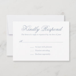 Tarjeta De Confirmación De Asistencia Boda elegante formal tradicional azul turbio