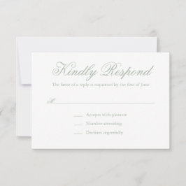 Tarjeta De Confirmación De Asistencia Boda elegante formal tradicional de color verde sa
