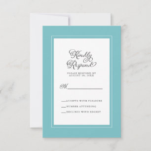 Tarjeta De Confirmación De Asistencia Boda elegante Incluido Aqua y blanco