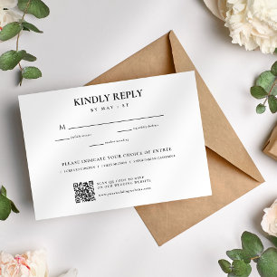 Tarjeta De Confirmación De Asistencia Boda elegante Minimalista blanca