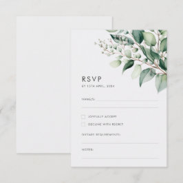 Tarjeta De Confirmación De Asistencia Boda elegante minimalista con vegetación de eucali