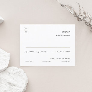 Tarjeta De Confirmación De Asistencia Boda elegante minimalista moderna en blanco y negr