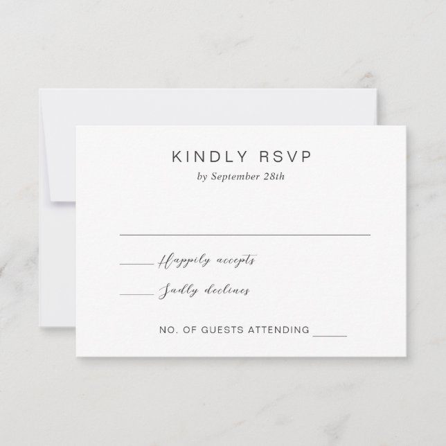 Tarjeta De Confirmación De Asistencia Boda elegante monograma blanco y negro (Anverso)