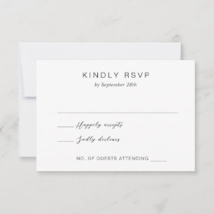Tarjeta De Confirmación De Asistencia Boda elegante monograma blanco y negro