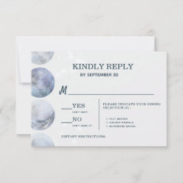 Tarjeta De Confirmación De Asistencia Boda elegante Moon Blue Gold Stars