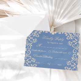 Tarjeta De Confirmación De Asistencia Boda elegante neutral azul polvoriento