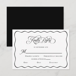 Tarjeta De Confirmación De Asistencia Boda elegante responder amablemente marco ondulado