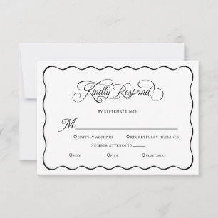 Tarjeta De Confirmación De Asistencia Boda Elegante Responder Amablemente Marco Ondulado