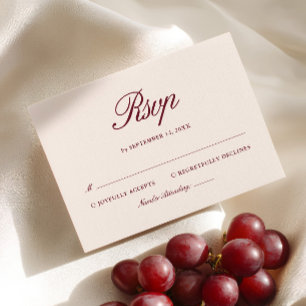 Tarjeta De Confirmación De Asistencia Boda elegante retro marfil y burgundy