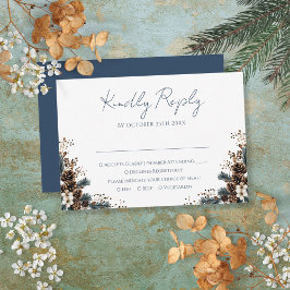 Tarjeta De Confirmación De Asistencia Boda Elegante Rústica Floral Piñas