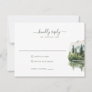 Tarjeta De Confirmación De Asistencia Boda elegante rústica paisaje de montaña
