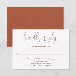 Tarjeta De Confirmación De Asistencia Boda elegante terracota escritura chic