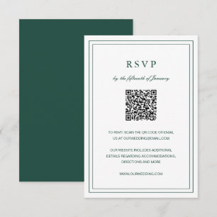 Tarjeta De Confirmación De Asistencia Boda elegante verde esmeralda clásica