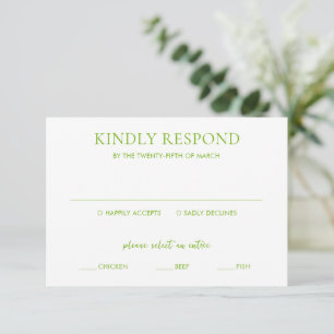 Tarjeta De Confirmación De Asistencia Boda elegante verde limón limpia