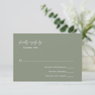 Tarjeta De Confirmación De Asistencia Boda elegante verde silenciada clásica
