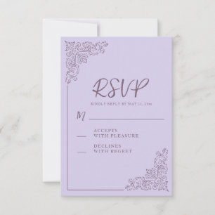 Tarjeta De Confirmación De Asistencia Boda elegante vintage de lavanda