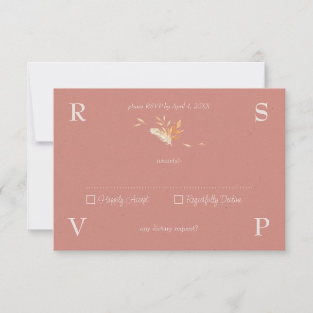 Tarjeta De Confirmación De Asistencia Boda elegante y moderno de Terracota (Anverso)