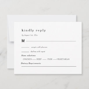 Tarjeta De Confirmación De Asistencia boda en blanco y negro, cresta de follaje