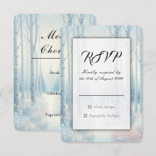 Tarjeta De Confirmación De Asistencia Boda en el bosque de abedules azules escarchados