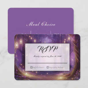 Tarjeta De Confirmación De Asistencia Boda en el Bosque Encantado de Violet a Medianoche